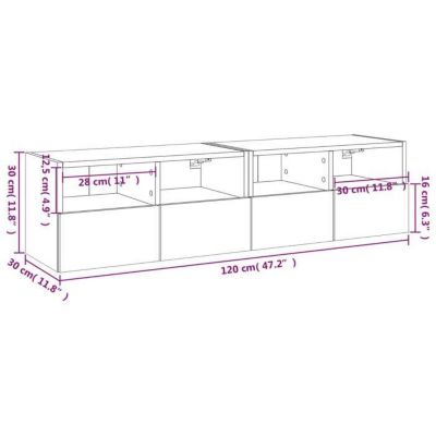 vidaXL Meubles TV muraux 2pcs sonoma gris 60x30x30cm bois d'ingénierie 836865