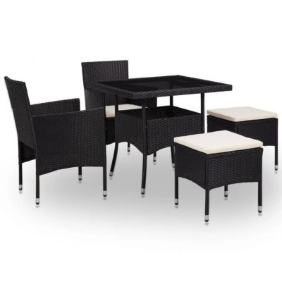 Ensemble Salle à Manger D'extérieur 9 Pièces VidaXL – Table Et 8 Chaises Résine Tressée Noir, Coussins Inclus