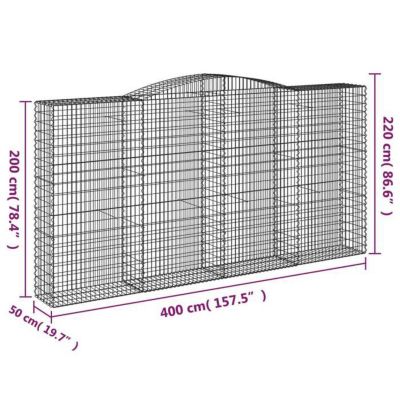 vidaXL Panier de Gabions Arqué Cage à Gabion Mur de Gabion Panier à Pierre Gabion pour Pierre Jardin Patio Extérieur 153540