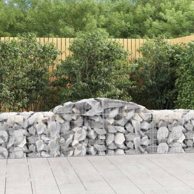 vidaXL Paniers à gabions arqués 11 pcs 300x50x60/80 cm fer galvanisé, gabion, cage de gabion, panier de mur de gabion, mur 3146674