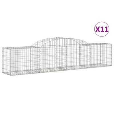 vidaXL Paniers à gabions arqués 11 pcs 300x50x60/80 cm fer galvanisé, gabion, cage de gabion, panier de mur de gabion, mur 3146674