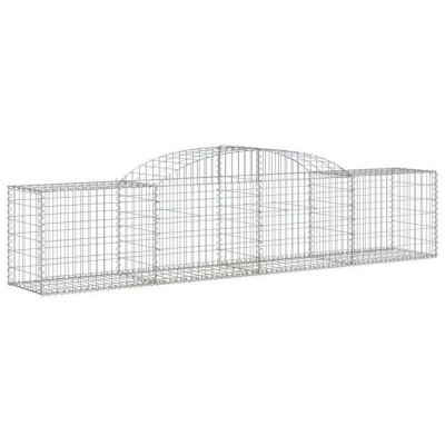 vidaXL Paniers à gabions arqués 11 pcs 300x50x60/80 cm fer galvanisé, gabion, cage de gabion, panier de mur de gabion, mur 3146674