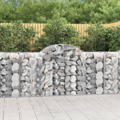 vidaXL Paniers à gabions arqués 15 pcs 200x50x100/120 cm fer galvanisé, gabion, cage de gabion, panier de mur de gabion, mur 31463
