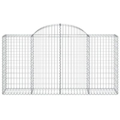 vidaXL Paniers à gabions arqués 15 pcs 200x50x100/120 cm fer galvanisé, gabion, cage de gabion, panier de mur de gabion, mur 31463