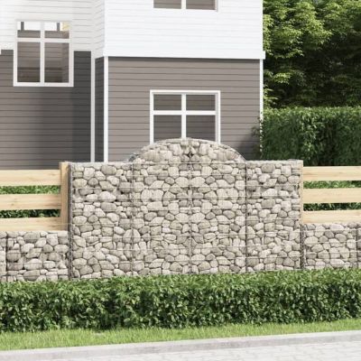 vidaXL Paniers à gabions arqués 9 pcs 200x50x120/140 cm Fer galvanisé, gabion, cage de gabion, panier de mur de gabion, mur 314634