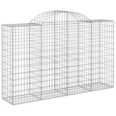 vidaXL Paniers à gabions arqués 9 pcs 200x50x120/140 cm Fer galvanisé, gabion, cage de gabion, panier de mur de gabion, mur 314634