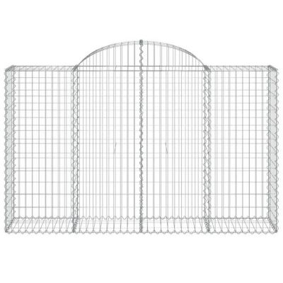 vidaXL Paniers à gabions arqués 9 pcs 200x50x120/140 cm Fer galvanisé, gabion, cage de gabion, panier de mur de gabion, mur 314634