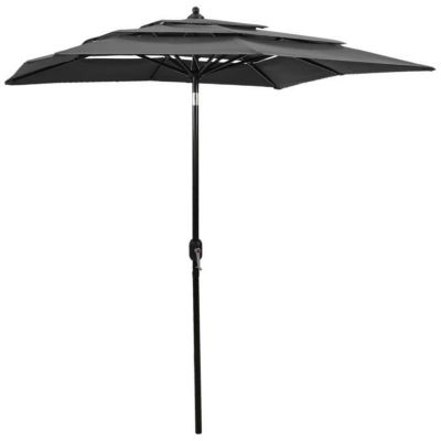 vidaXL Parasol à 3 niveaux avec mât en aluminium Anthracite 2x2 m