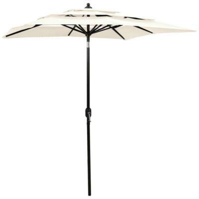 vidaXL Parasol à 3 niveaux avec mât en aluminium Sable 2x2 m