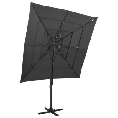 vidaXL Parasol à 4 niveaux avec mât en aluminium Anthracite 250x250 cm
