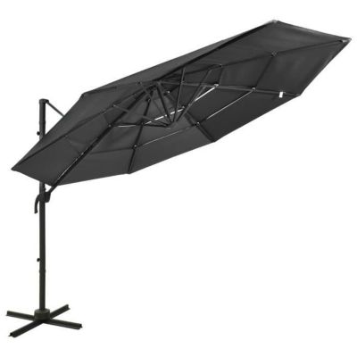 vidaXL Parasol à 4 niveaux avec mât en aluminium Anthracite 3x3 m