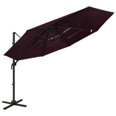 vidaXL Parasol à 4 niveaux avec mât en aluminium Bordeaux 3x3 m