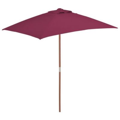 vidaXL Parasol avec mât en bois 150 x 200 cm Bordeaux
