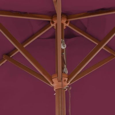 vidaXL Parasol avec mât en bois 150 x 200 cm Bordeaux