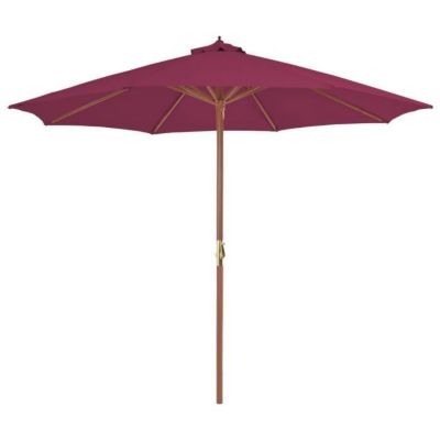 vidaXL Parasol avec mât en bois 300 cm Rouge bordeaux