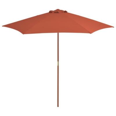 vidaXL Parasol d'extérieur avec mât en bois 270 cm Terre cuite