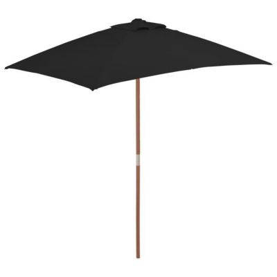 vidaXL Parasol d'extérieur avec mât en bois Noir 150x200 cm