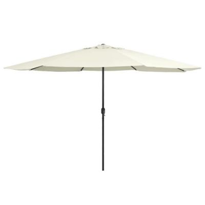 vidaXL Parasol d'extérieur avec mât en métal 400 cm Blanc sable