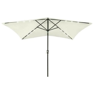 vidaXL Parasol de Jardin avec LED et Mât en Acier, Pare-soleil de Patio, Abri de Soleil, Parasol de Plage Terrasse 313787