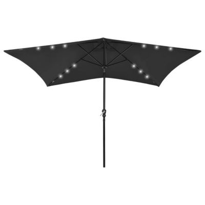 vidaXL Parasol de Jardin avec LED et Mât en Acier, Pare-soleil de Patio, Abri de Soleil, Parasol de Plage Terrasse 313792