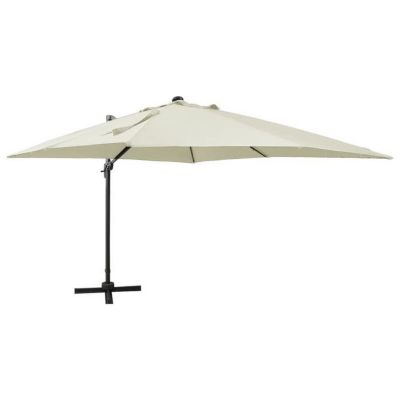 vidaXL Parasol de Jardin en Porte-à-faux avec Mât et Lumières LED, Pare-soleil de Patio, Abri de Soleil Terrasse Extérieur, 312344