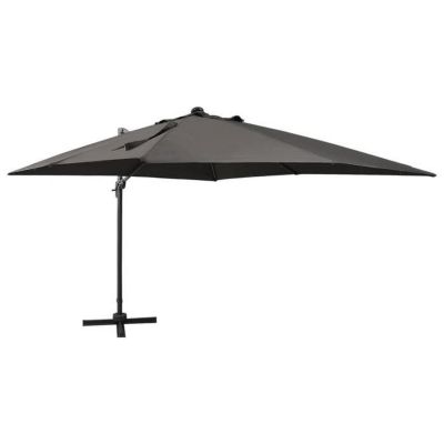 vidaXL Parasol de Jardin en Porte-à-faux avec Mât et Lumières LED, Pare-soleil de Patio, Abri de Soleil Terrasse Extérieur, 312346