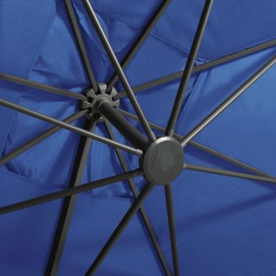 Parasol De Jardin Demi Avec Lumières LED - Tissu Polyester Terracotta, Cadre Aluminium Gris - 294x150x224 Cm - VidaXL