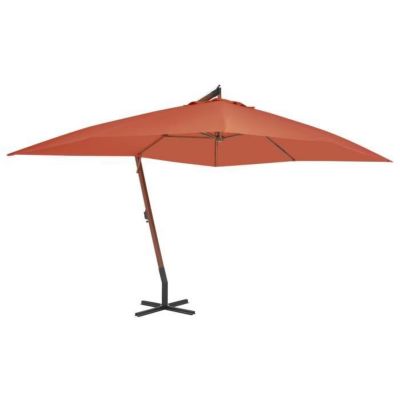 vidaXL Parasol en porte-à-faux avec mât en bois 400x300 cm Terre cuite