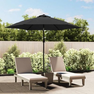 vidaXL Parasol Extérieur LED Mât Acier 300 cm Anthracite Jardin Terrasse Plage 44511
