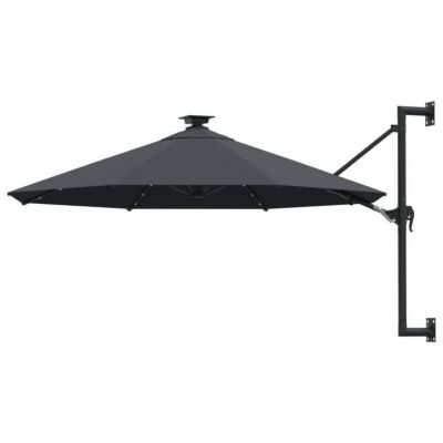 vidaXL Parasol mural avec mât métallique et LED 300 cm Anthracite