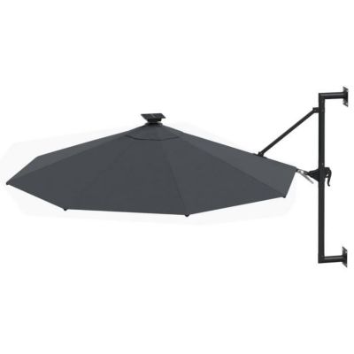 vidaXL Parasol mural avec mât métallique et LED 300 cm Anthracite