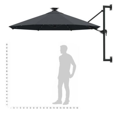 vidaXL Parasol mural avec mât métallique et LED 300 cm Anthracite