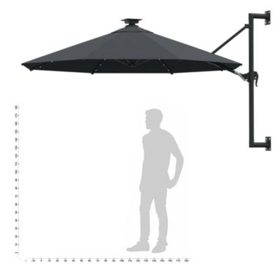 vidaXL Parasol mural avec mât métallique et LED 300 cm Anthracite