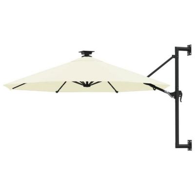 vidaXL Parasol Mural de Jardin avec LED, Pare-soleil de Patio, Abri de Soleil, Parasol de Terrasse Arrière-cour Extérieur, 312522