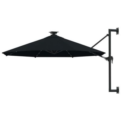 vidaXL Parasol Mural de Jardin avec LED, Pare-soleil de Patio, Abri de Soleil, Parasol de Terrasse Arrière-cour Extérieur, 312528