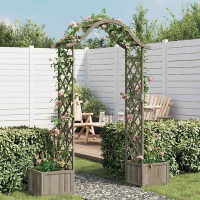 vidaXL Pergola de jardin avec jardinière Gris Bois pin massif