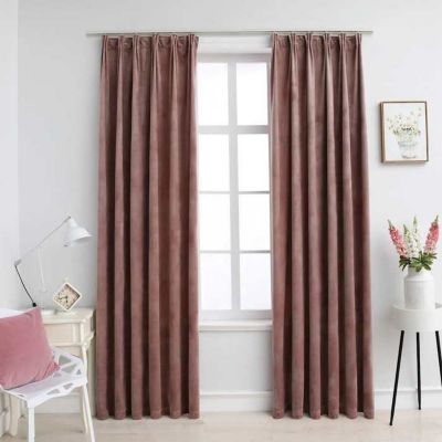 vidaXL Rideau occultant et crochet 2pcs Velours Rose antique 140x225cm