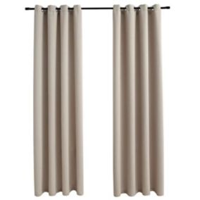 vidaXL Rideaux occultants avec anneaux en métal 2 pcs Beige 140x245 cm