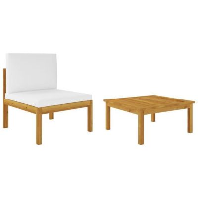 vidaXL Salon de jardin 2 pcs avec coussins Bois d'acacia solide