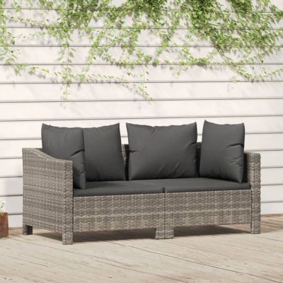 vidaXL Salon de jardin 2 pcs avec coussins Gris Résine tressée, salon de jardin, ensemble de salon d'extérieur, ensemble de 362684