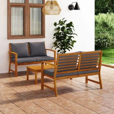 Salon De Jardin Exterieur 4 Personnes Salon De Jardin 4pcs VidaXL - Bois D'acacia Massif, Avec Coussins, Style Vintage Pour Terrasse Et Jardin Mobilier Extérieur 4 Pieces