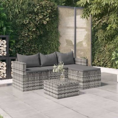 vidaXL Salon de jardin 3 pcs avec coussins Gris Résine tressée 362331