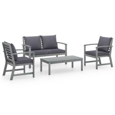 vidaXL Salon de Jardin 4 pcs avec Coussins Mobilier de Patio Meubles de Terrasse Mobilier de Jardin Meubles d'Extérieur Bois 31182