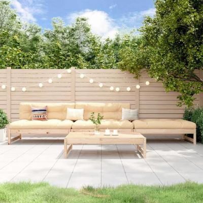 vidaXL Salon de Jardin 4 pcs, Banc avec Dossier, Ensemble de Meubles avec Table Basse Patio Terrasse, Rustique, Bois Massif 318659