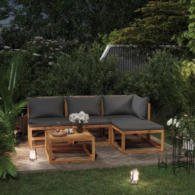 vidaXL Salon de Jardin 5 pcs avec Coussin Mobilier de Patio Meubles de Terrasse Mobilier de Jardin Meubles d'Extérieur Bois 305760