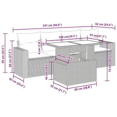 vidaXL Salon de jardin 5 pcs avec coussins gris clair résine tressée 3326243
