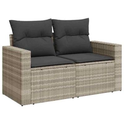 vidaXL Salon de jardin 5 pcs avec coussins gris clair résine tressée 3326243