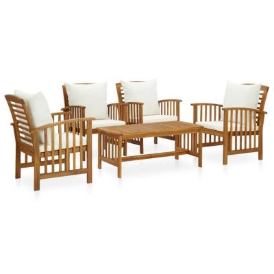 vidaXL Salon de Jardin 5 pcs avec Coussins Mobilier d'Extérieur Meubles de Jardin Meubles de Terrasse Mobilier de Patio Bois 30579