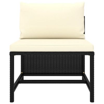 VidaXL Canapé De Jardin Sans Accoudoirs Coussins Noir Resine Tressee
