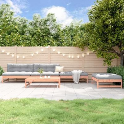 vidaXL Salon de Jardin 5 pcs, Canapés avec Repose-pied, Ensemble de Meubles avec Table Basse Patio Terrasse Extérieur, Bois 318660